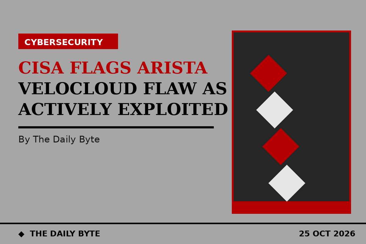 Illustration for CISA flags Arista VeloCloud flaw as actively exploited, patch urged
