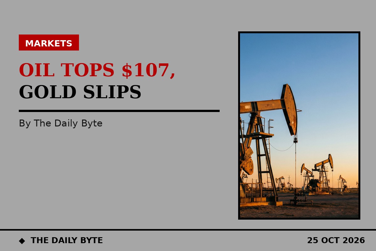 Oil tops $107 as Hormuz tensions lift prices; gold hits seven-week low