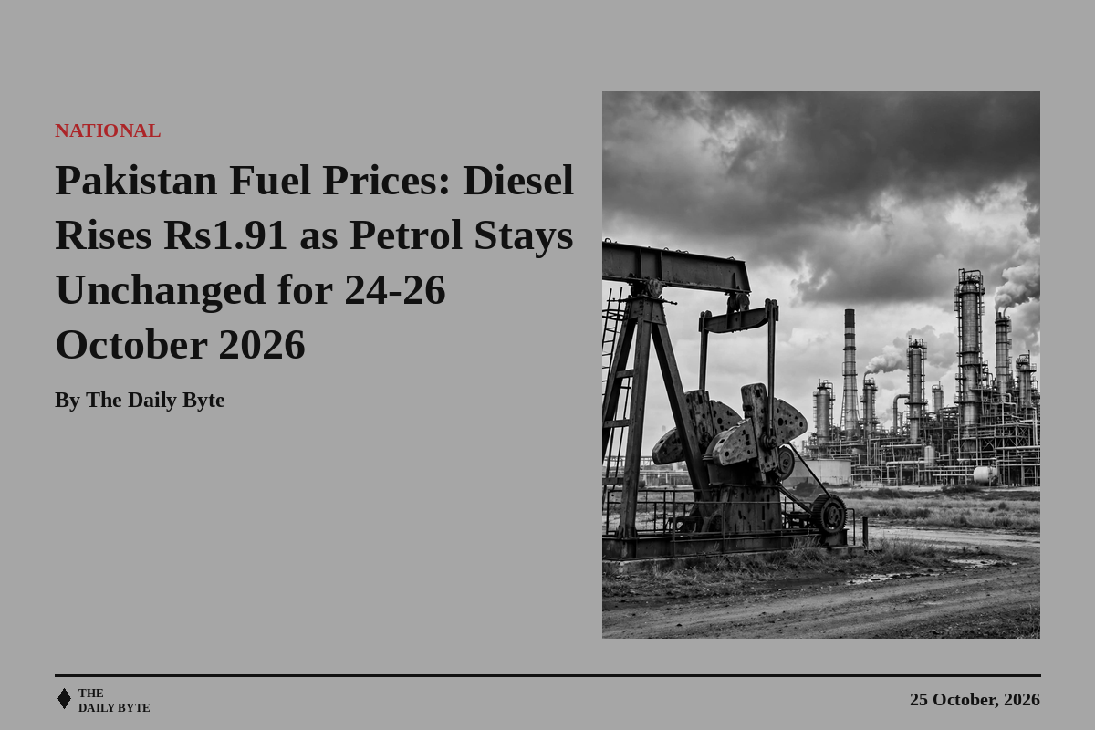 Pakistan Fuel Prices: Diesel Rises Rs1.91 as Petrol Stays Unchanged for 24-26 October 2026