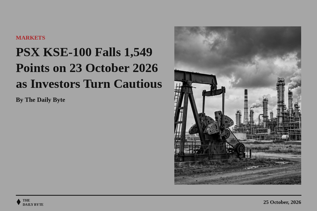 Illustration for PSX KSE-100 Falls 1,549 Points on 23 October 2026 as Investors Turn Cautious
