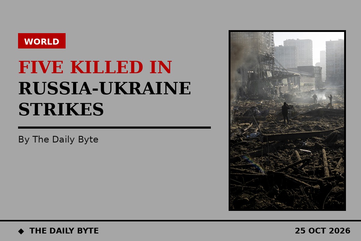 Illustration for Five killed as Russia hits Ukrainian logistics hub and Ukraine strikes Russian regions