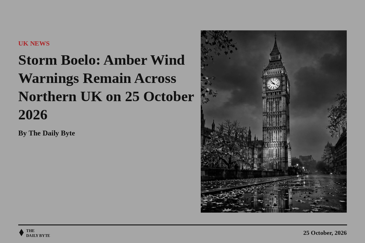 Storm Boelo: Amber Wind Warnings Remain Across Northern UK on 25 October 2026