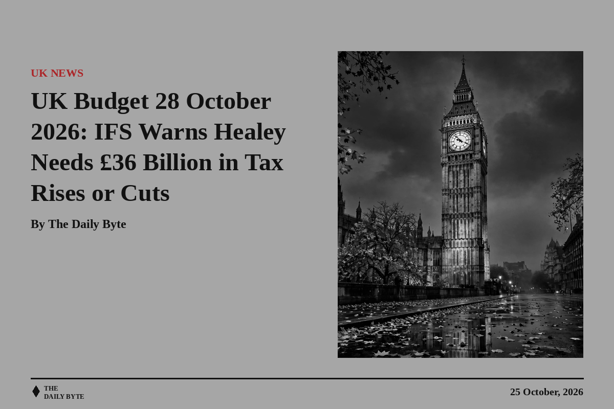 UK Budget 28 October 2026: IFS Warns Healey Needs £36 Billion in Tax Rises or Cuts