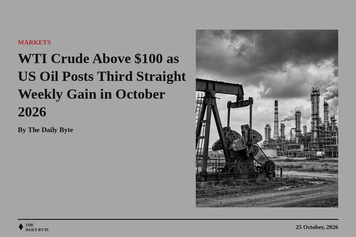 WTI Crude Above $100 as US Oil Posts Third Straight Weekly Gain in October 2026