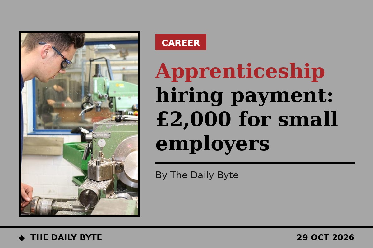 Apprenticeship hiring payment: £2,000 for small employers