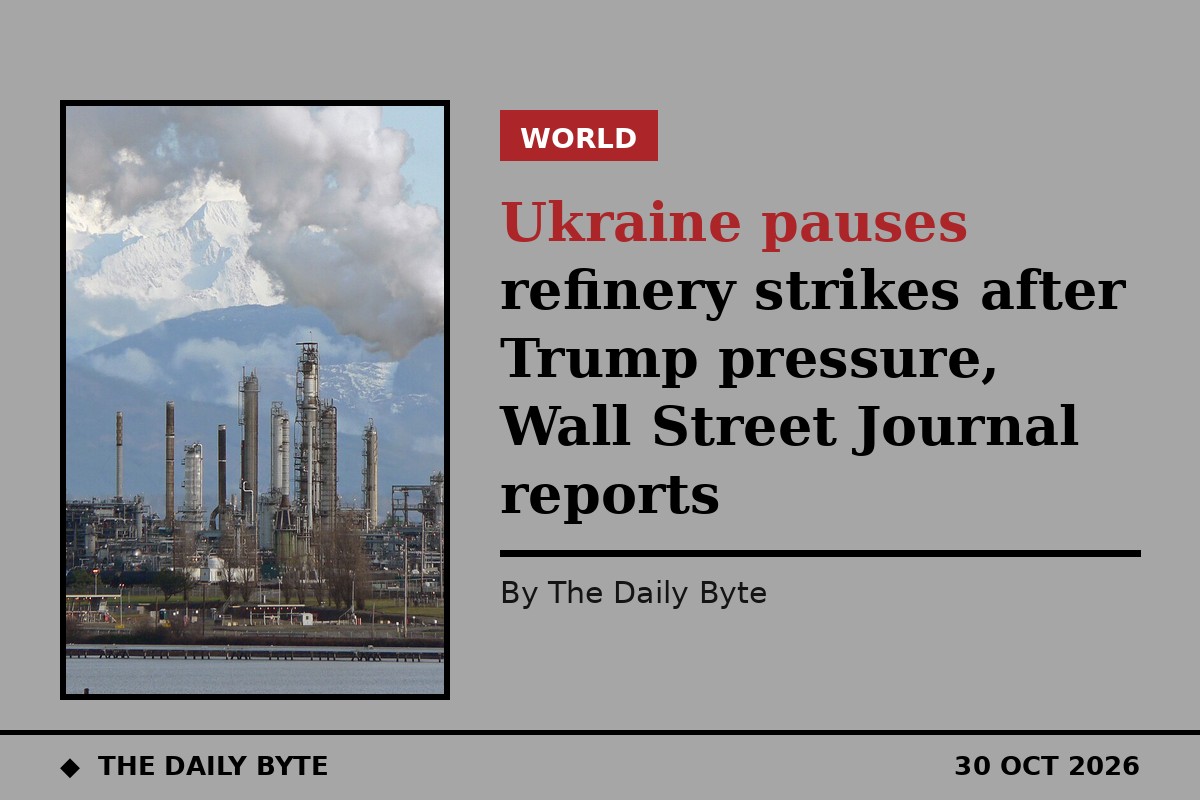 Ukraine pauses refinery strikes after Trump pressure, Wall Street Journal reports