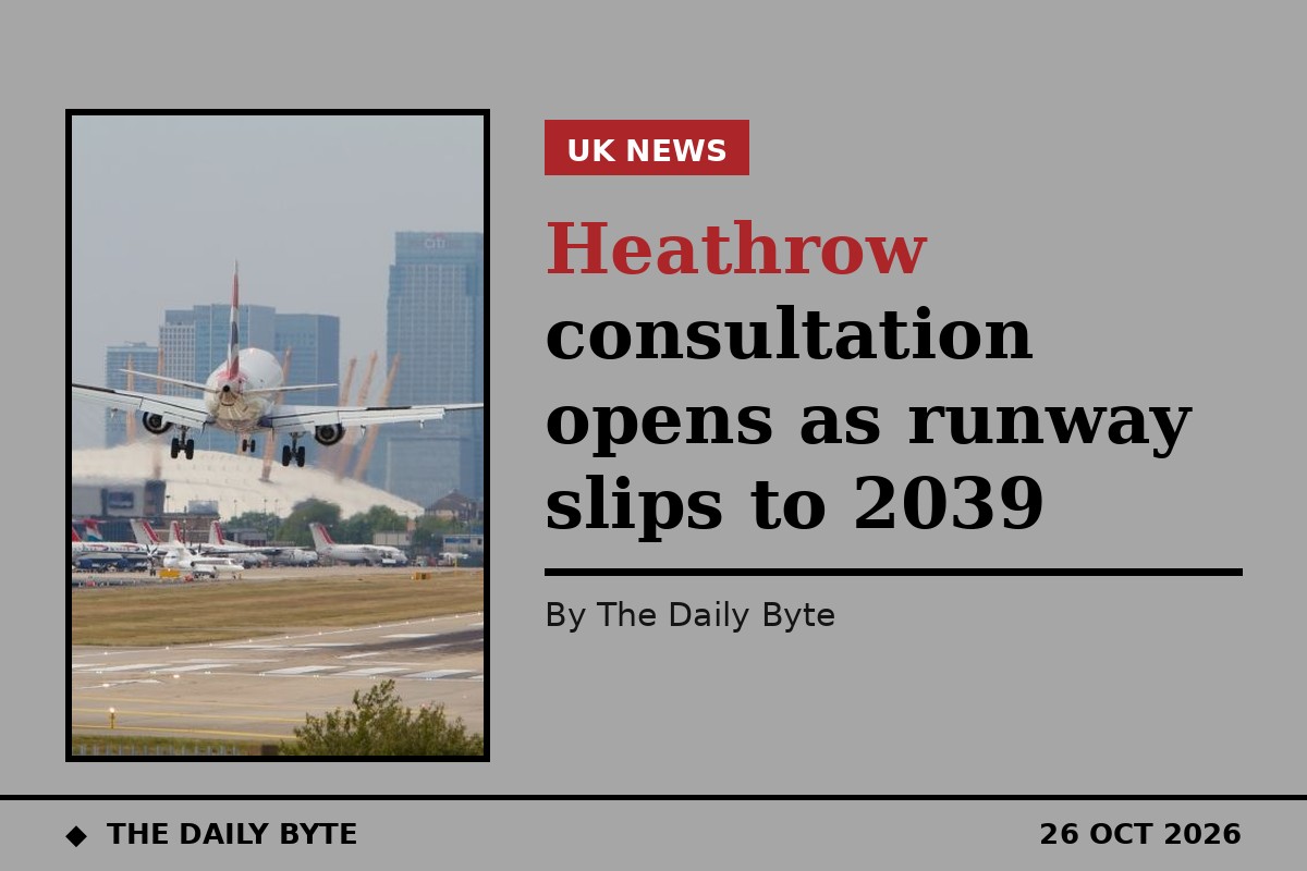 Heathrow third runway consultation opens on 27 October as opening slips towards 2039