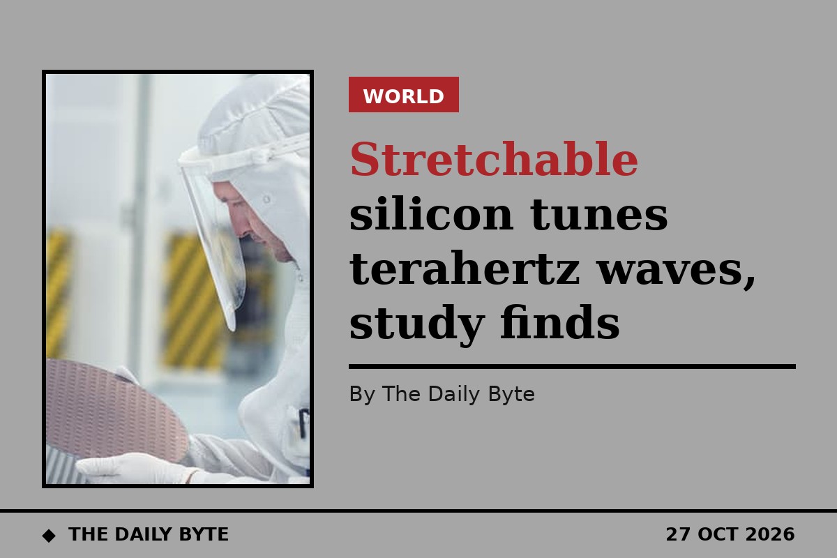 An engineer in a cleanroom holding a silicon wafer