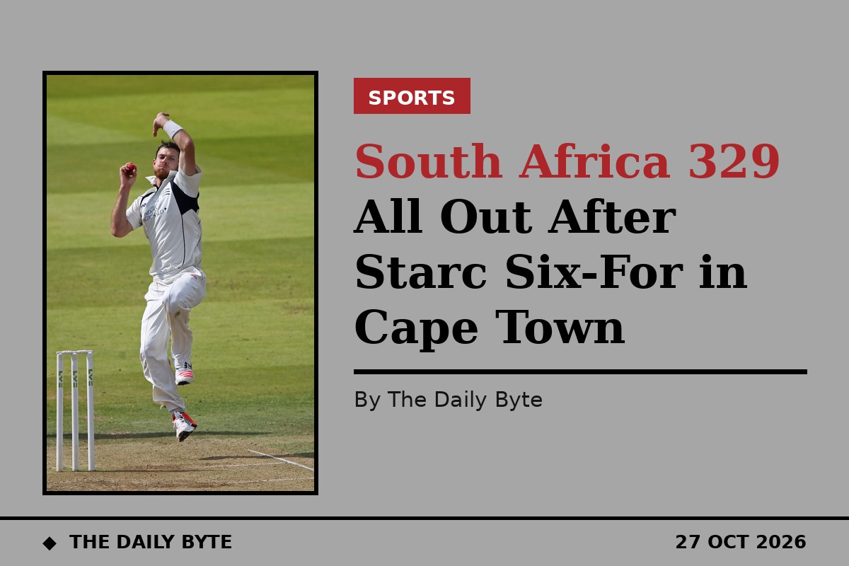 South Africa 329 All Out After Starc Six-For in Cape Town