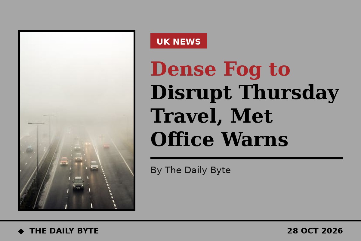 Dense fog over a UK road