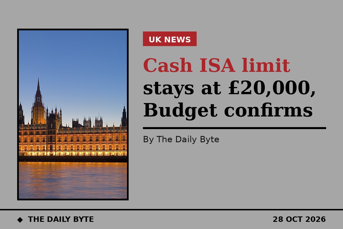 Cash ISA limit stays at £20,000, Budget confirms