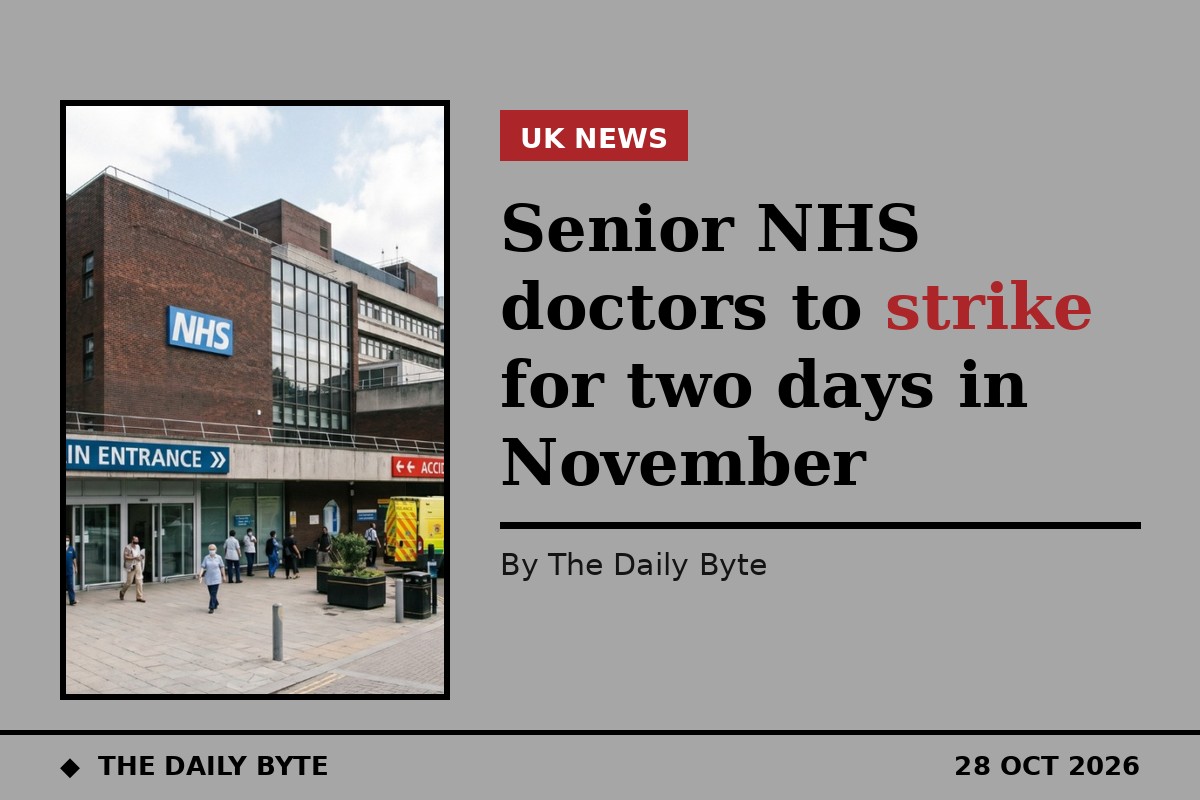 Senior NHS doctors to strike for two days in November