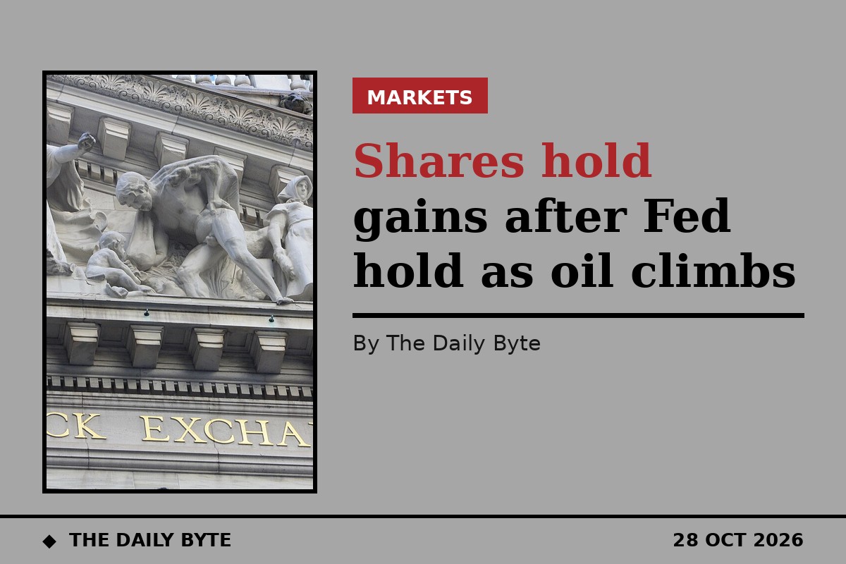 Shares hold gains after Fed hold as oil climbs