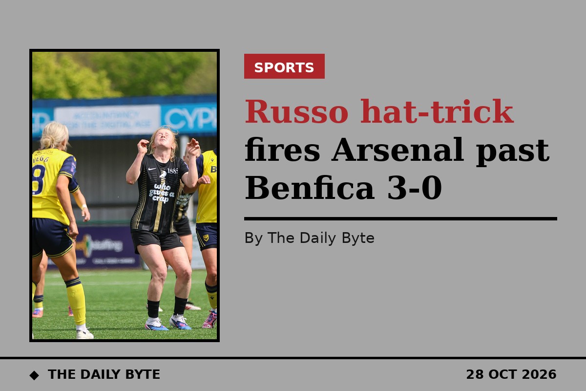 Russo hat-trick fires Arsenal past Benfica 3-0