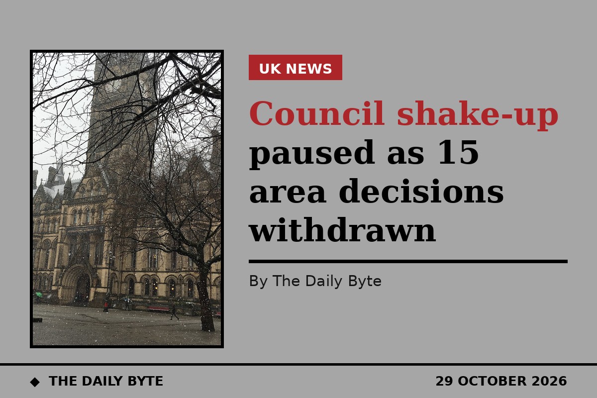 Council shake-up paused as 15 area decisions withdrawn